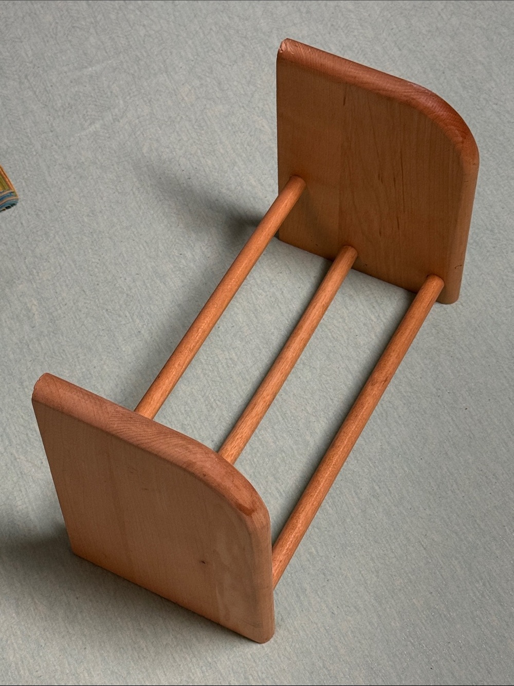 Oak dowel-style vintage small-space storage organizer for books, CDs, Videos 12”